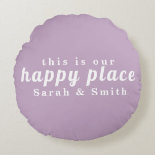 STYLISH MODERN CUSTOMIZED WEDDING COUPLE NAME ROUND CUSHION