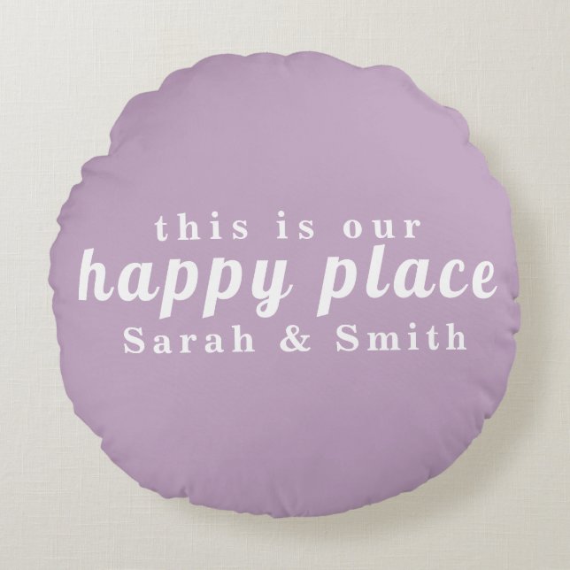 STYLISH MODERN CUSTOMIZED WEDDING COUPLE NAME  ROUND CUSHION (Front)