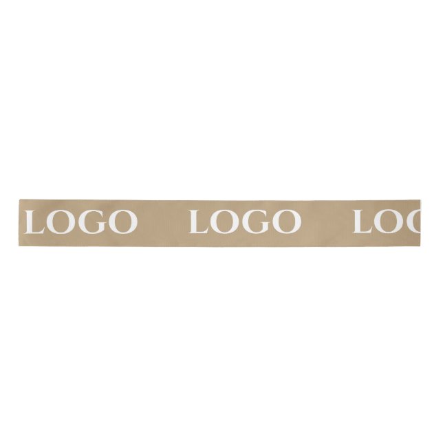 STYLISH MODERN CUSTOMIZED YOUR LOGO MINIMAL BEIGE SATIN RIBBON (Front)