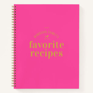 Stylish Modern Cute Hot Pink Blank Recipe Journal