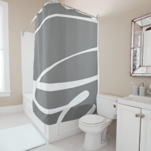 Stylish Modern Design Grey White Shower Curtain
