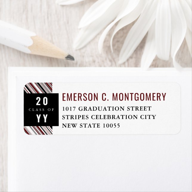 Stylish Modern Diagonal Stripes Graduation Labels (Insitu)