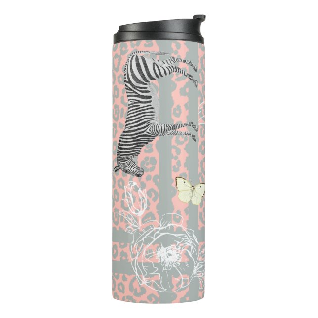 Stylish Modern Eclectic Chic Pastel Pink Grey Thermal Tumbler (Rotated Left)