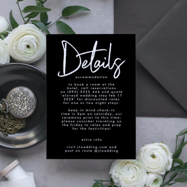 Stylish Modern Editable Premium Black Wedding Enclosure Card (Creator Uploaded)