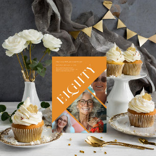 Stylish Modern Eighty   80th Birthday 3 Photo Invitation