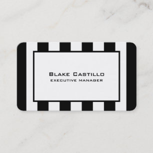 Stylish Modern Elegant Black White Striped Business Card