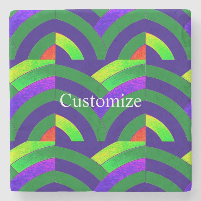 Stylish modern elegant chevrons stone coaster (Front)