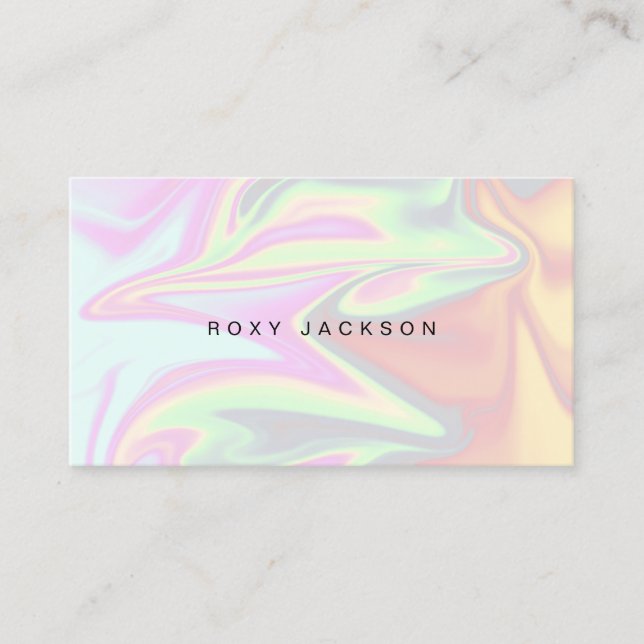 Stylish modern elegant chick holographic makeup business card (Front)