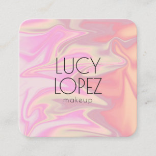 Stylish modern elegant chick holographic makeup square business card