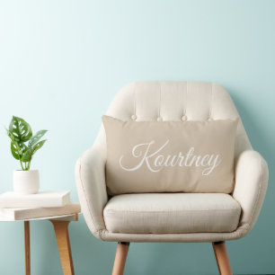 STYLISH MODERN ELEGANT CLASSIC CUSTOM BEIGE LUMBAR CUSHION