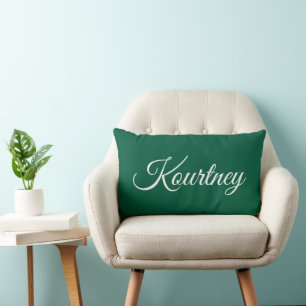 STYLISH MODERN ELEGANT CLASSIC CUSTOM DARK GREEN LUMBAR CUSHION