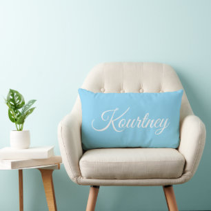 STYLISH MODERN ELEGANT CLASSIC CUSTOM PALE BLUE LUMBAR CUSHION