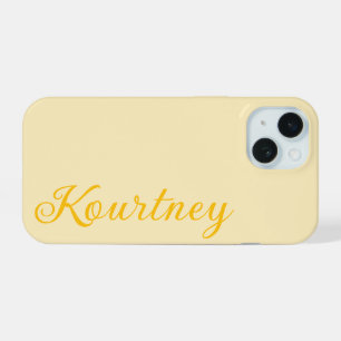 STYLISH MODERN ELEGANT CUSTOMIZED NAME LIGHT BEIGE iPhone 15 CASE