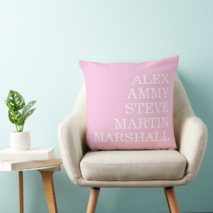 STYLISH MODERN ELEGANT CUSTOMIZED NAME LIGHT PINK CUSHION