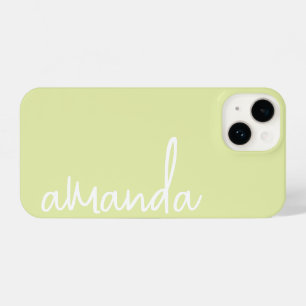 STYLISH MODERN ELEGANT CUSTOMIZED NAME LIME YELLOW iPhone 14 CASE