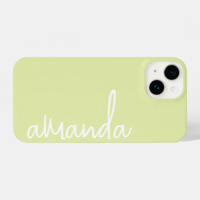 STYLISH MODERN ELEGANT CUSTOMIZED NAME LIME YELLOW iPhone CASE (Back Horizontal)