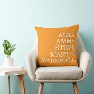  STYLISH MODERN ELEGANT CUSTOMIZED NAME ORANGE CUSHION