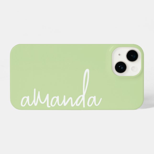 STYLISH MODERN ELEGANT CUSTOMIZED NAME PALE GREEN iPhone CASE (Back Horizontal)