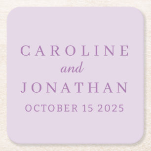STYLISH MODERN ELEGANT CUSTOMIZED NAME WEDDING  SQUARE PAPER COASTER