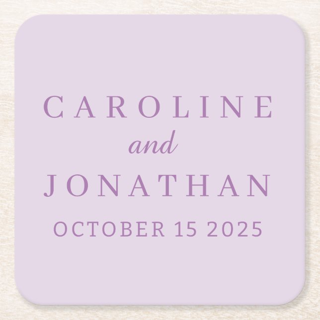 STYLISH MODERN ELEGANT CUSTOMIZED NAME WEDDING  SQUARE PAPER COASTER (Front)