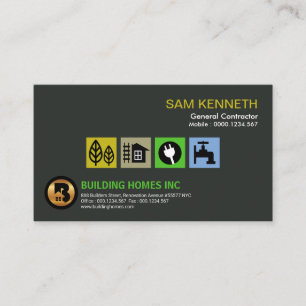 Stylish Modern Elegant Green Contractor's Placard Business Card