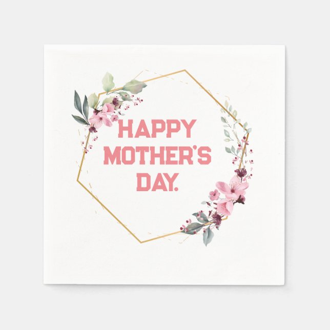 Stylish Modern Elegant Happy Mother's Day Napkins. Napkin (Front)