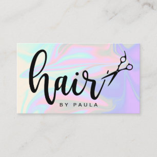 Stylish modern elegant holographic hairstylist business card