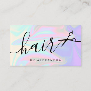 Stylish modern elegant holographic hairstylist business card
