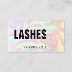 Stylish modern elegant holographic lashes & brows business card