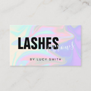 Stylish modern elegant holographic lashes & brows business card