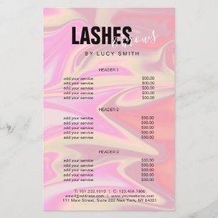 Stylish modern elegant holographic lashes & brows flyer