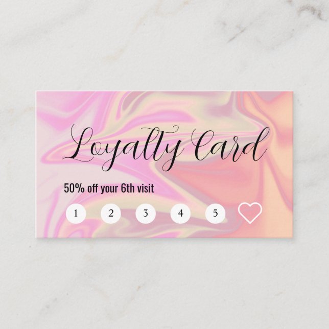 Stylish modern elegant holographic lashes & brows  loyalty card (Front)