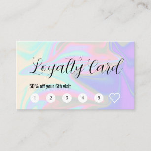 Stylish modern elegant holographic lashes & brows loyalty card