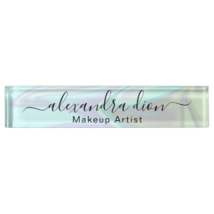 Stylish modern elegant holographic makeup artist  nameplate