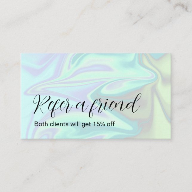 Stylish modern elegant holographic  referral card (Front)