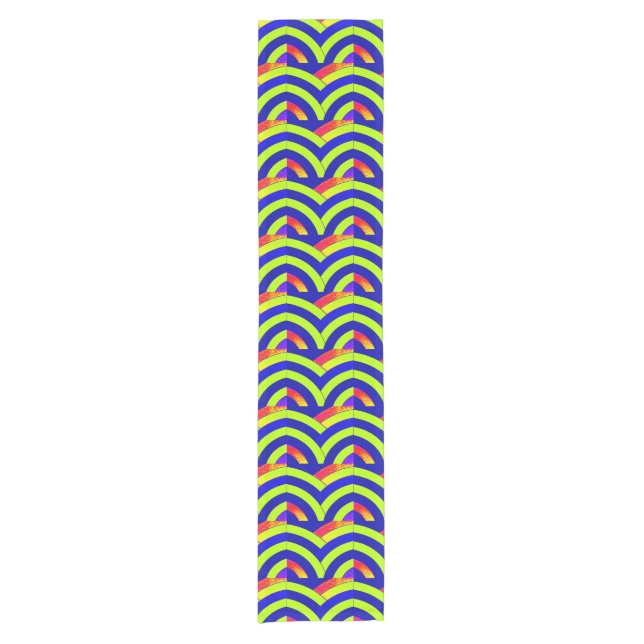stylish modern elegant lime/navy chevrons short table runner (Front)