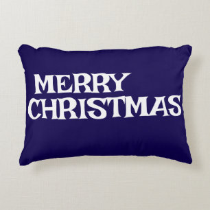 STYLISH MODERN ELEGANT MERRY CHRISTMAS DARK BLUE DECORATIVE CUSHION