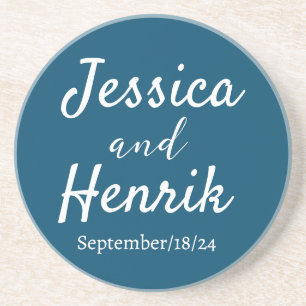 Stylish Modern Elegant Monogram Minimal Wedding. Coaster