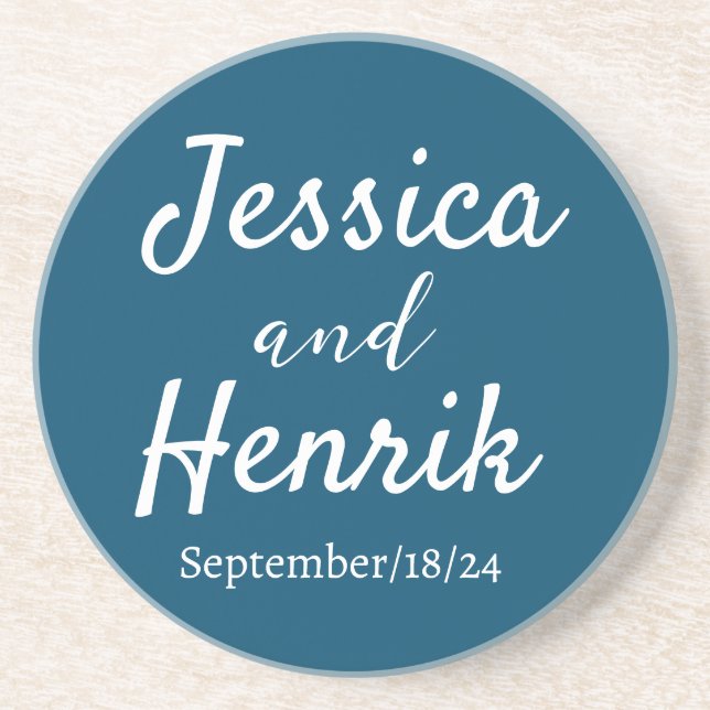 Stylish Modern Elegant Monogram Minimal Wedding. Coaster (Front)