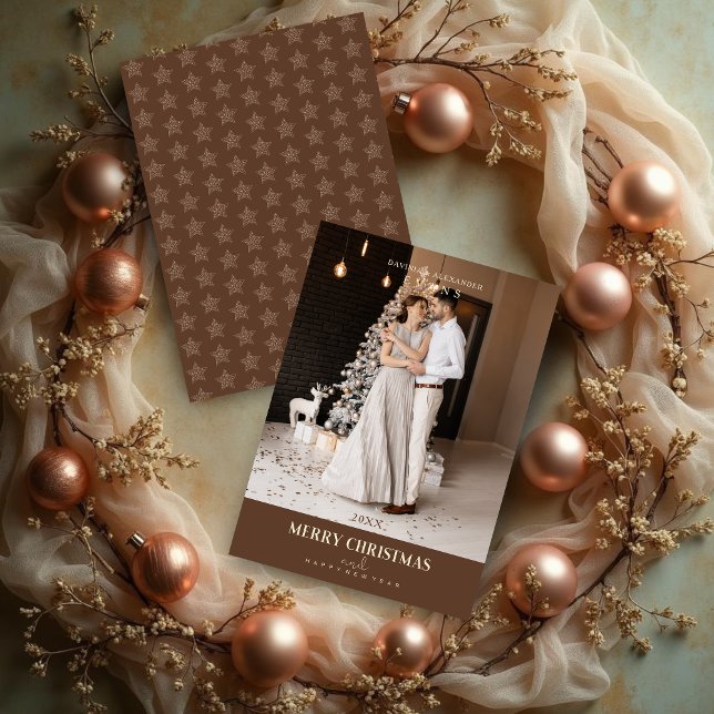 Stylish Modern Elegant Sophisticated Photo Couple  (Modern Elegant Sophisticated Photo Couple Wedding Christmas Holidays Cards.)