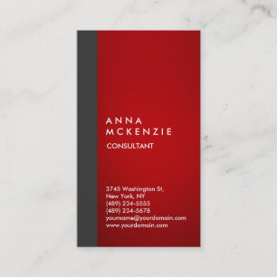 Stylish Modern Elegant Vertical Grey Red Stripe Business Card