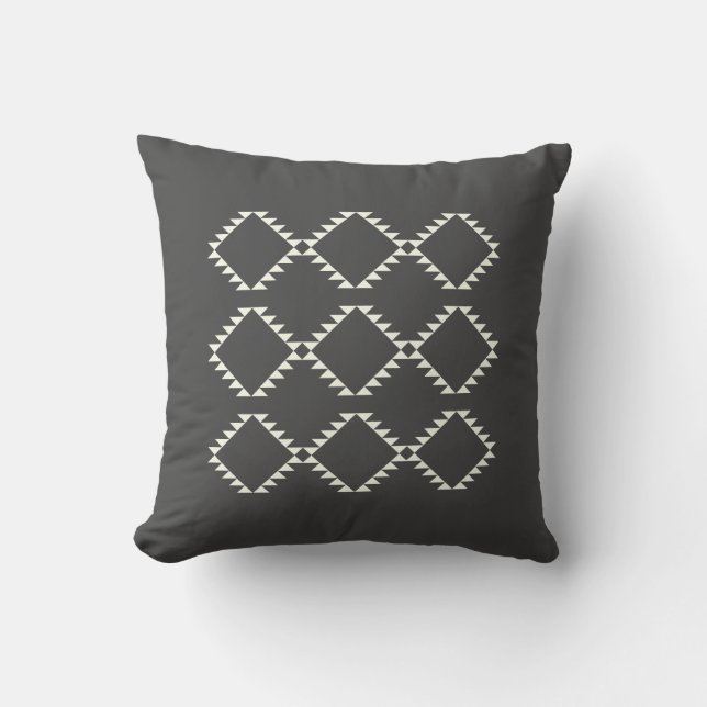 Stylish Modern Farmhouse Geometric Black White Cushion (Front)