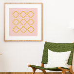 Stylish Modern Farmhouse Geometric Blush Pink Poster<br><div class="desc">A simple geometric pattern of triangles in golden amber yellow. The blush pink background can be changed to the color of your choice by clicking the customize button.</div>