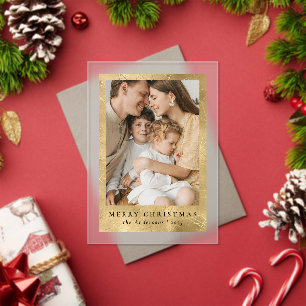 Stylish Modern Faux Gold Photo Christmas Card Acrylic Invitations