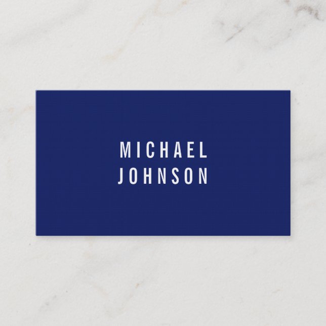 Stylish Modern Faux Linen Blue Business Card (Front)