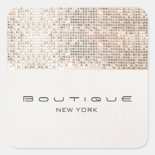 Stylish Modern FAUX Silver Sequins Square Sticker