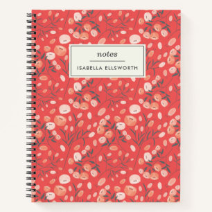 Stylish Modern Floral Pattern Orange Personalised Notebook