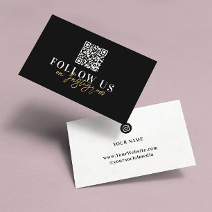 Stylish Modern Follow Us Instagram Black Elegant Business Card