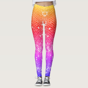 Stylish Modern Fuschia Hot Pink Glitter Glam Leggings