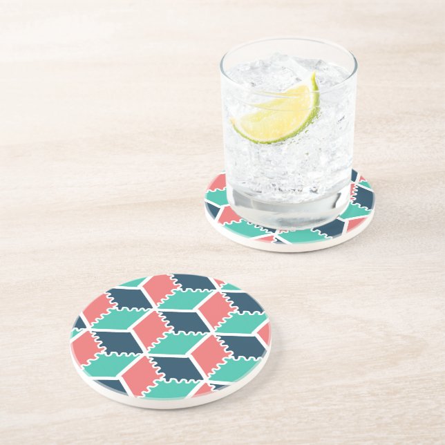 Stylish Modern Geometric Colour Cube Coaster – Bol (Side)